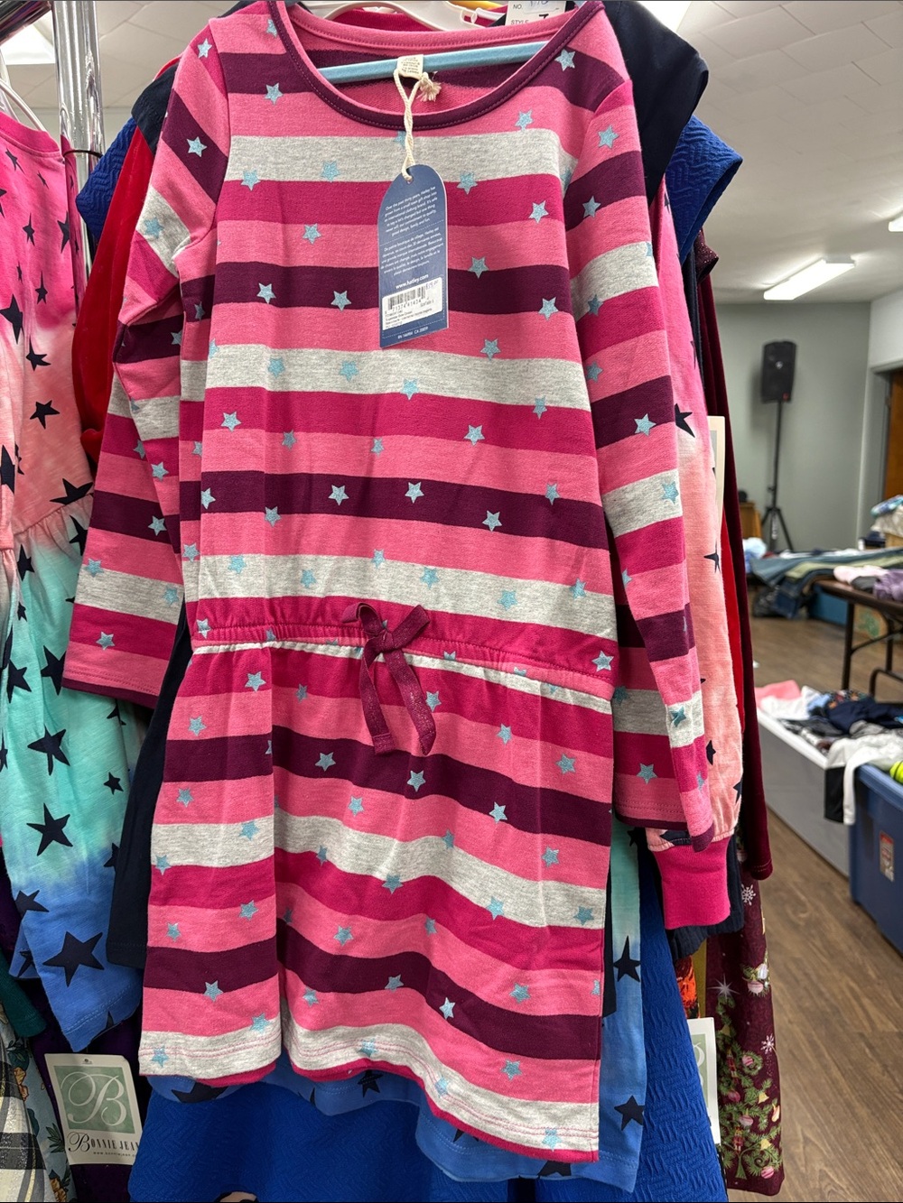 Hatley Pink & Burgundy Striped Star Dress